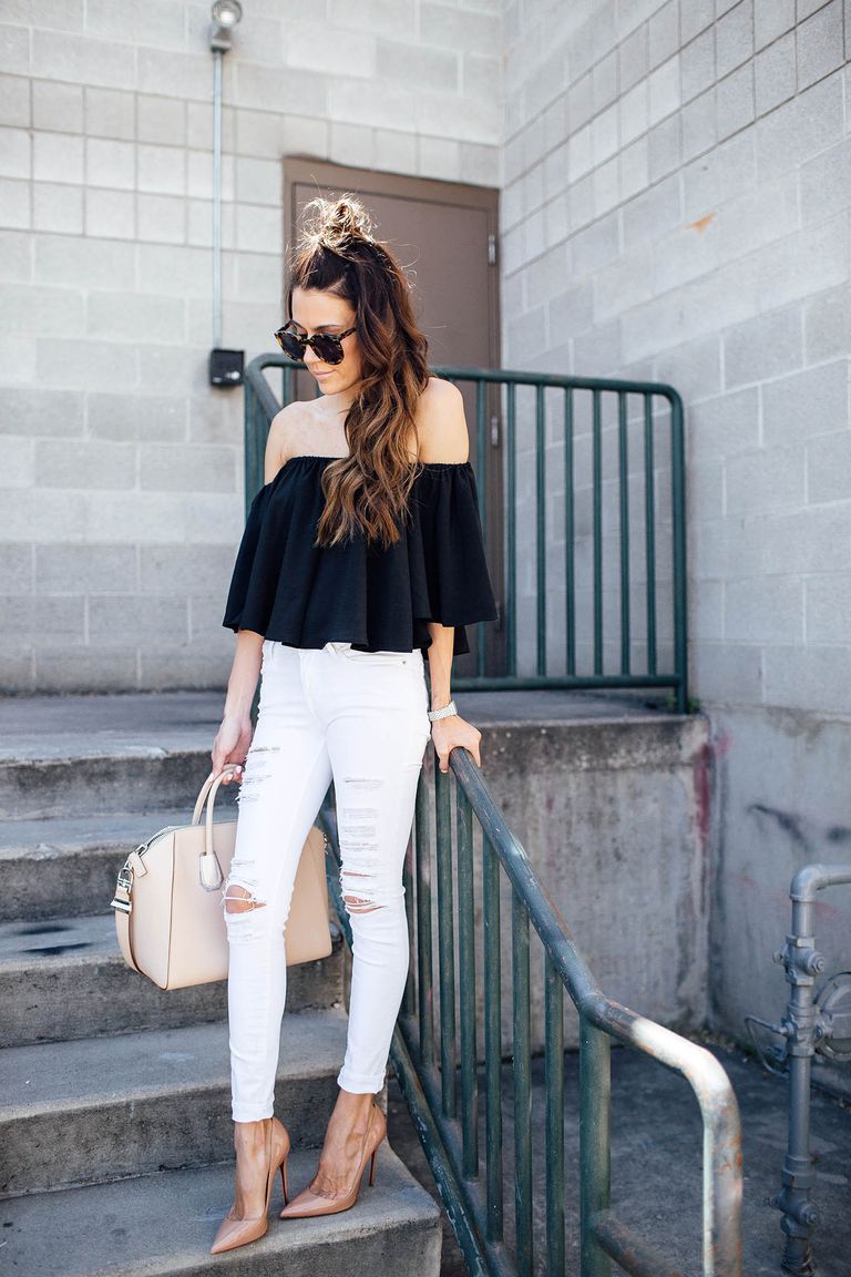 white skinny jeans outfit