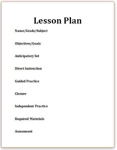 5 Elements Of A Lesson Plan